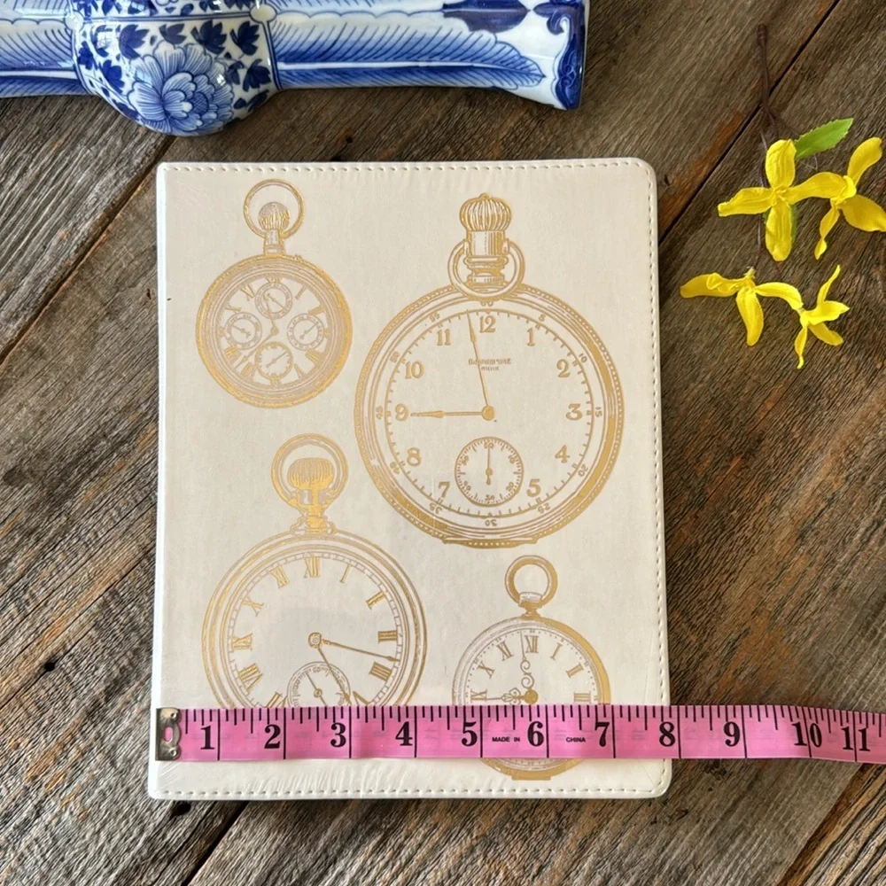 Eccolo Lined Journal Elegant Gold Pocket Watch Design 10 x 8 inches